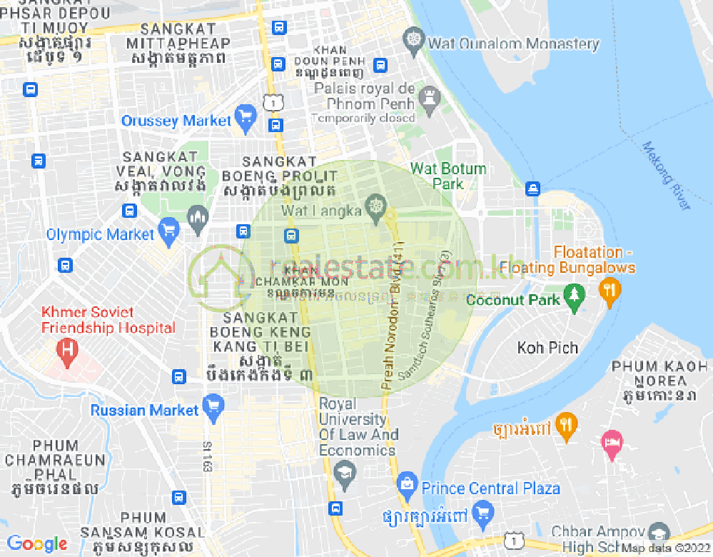 Mapa: BKK 1, Boeng Keng Kang, Phnom Penh