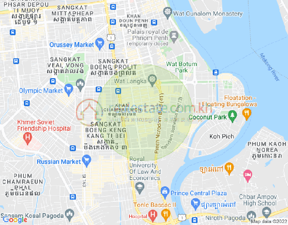 Mapa: BKK 1, Boeng Keng Kang, Phnom Penh