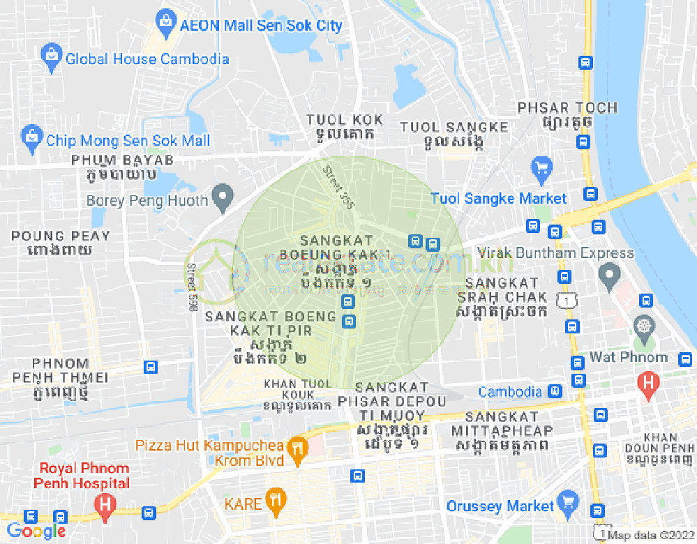 Map of Boeung Kak 1, Toul Kork, Phnom Penh