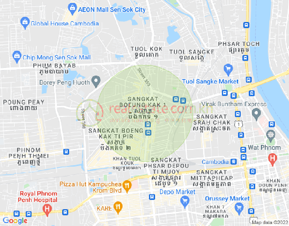 แผนที่ บึงกัก 1, ตuolโกก, พนมเปญ