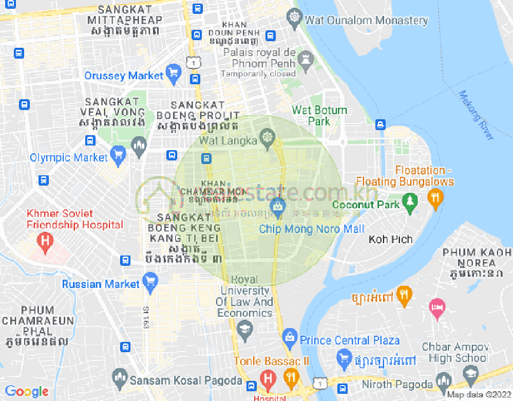 Mapa: BKK 1, Boeng Keng Kang, Phnom Penh