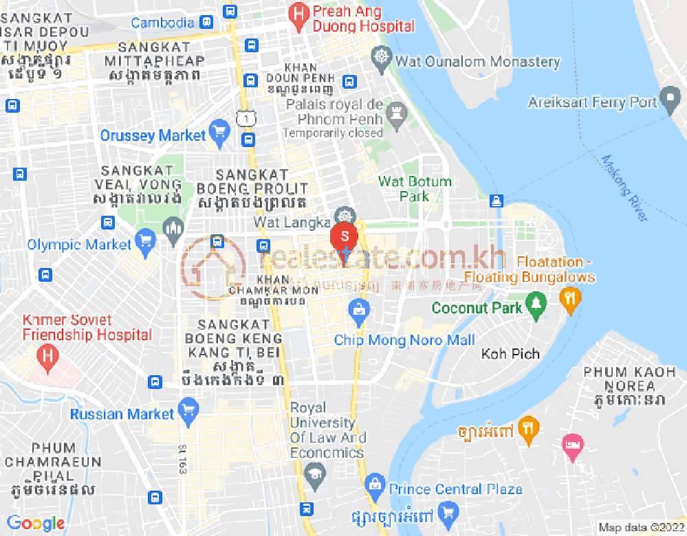 BKK 1, ボンケンコン, プノンペンの地図