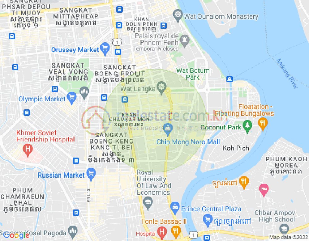 万景岗1分区（BKK1), 波哥堪, 金边地图