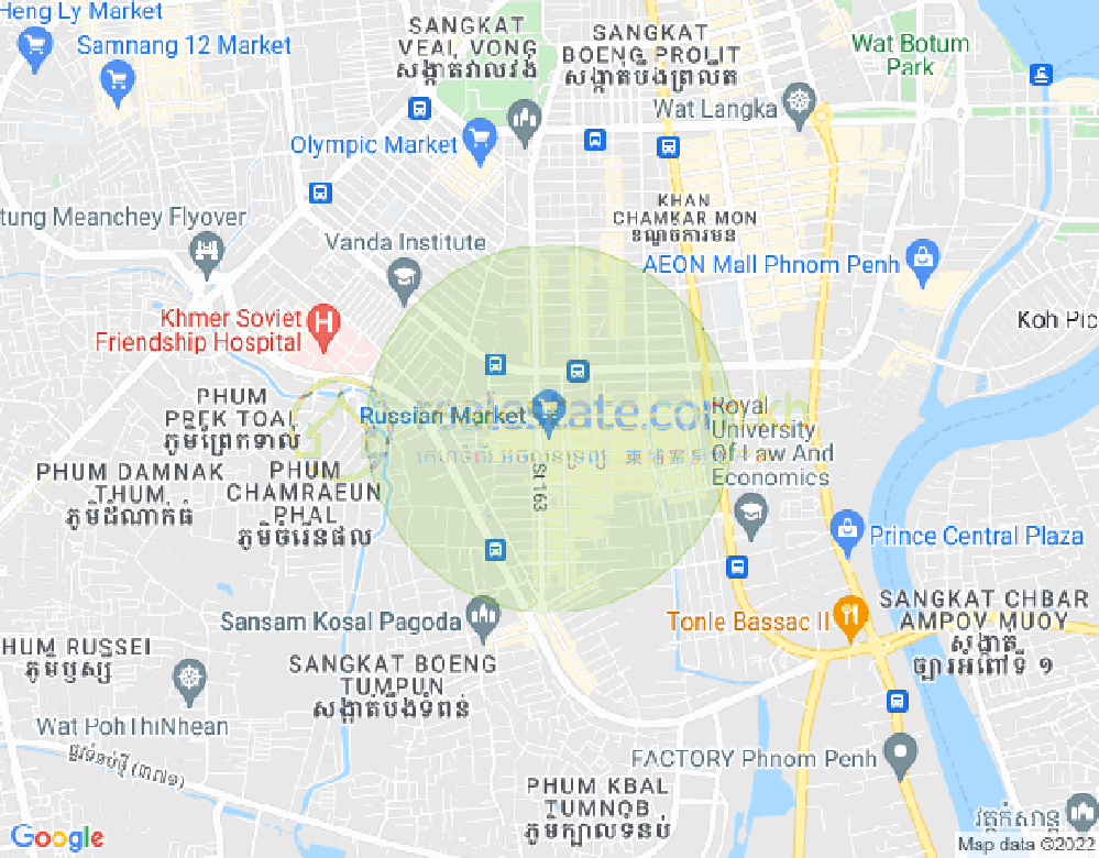 トゥールトンポン1, チャムカモン, プノンペンの地図