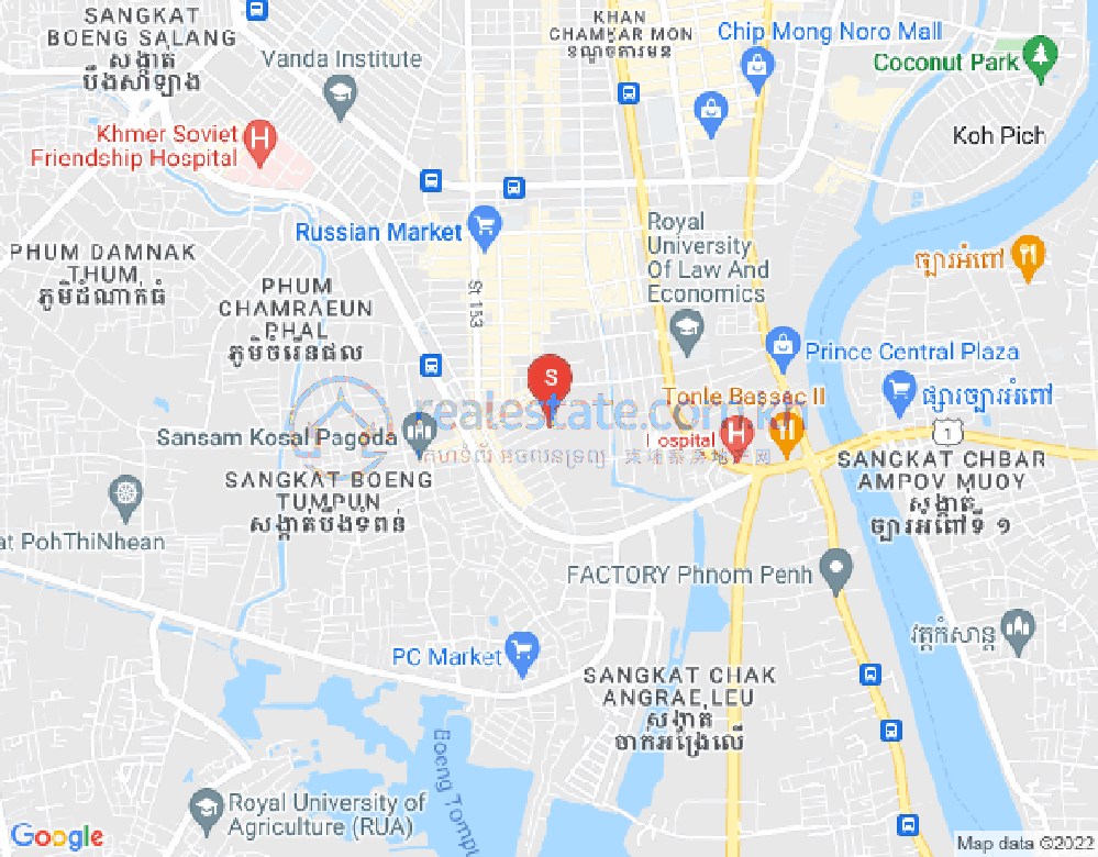 Map of Phsar Daeum Thkov, Chamkarmon, Phnom Penh