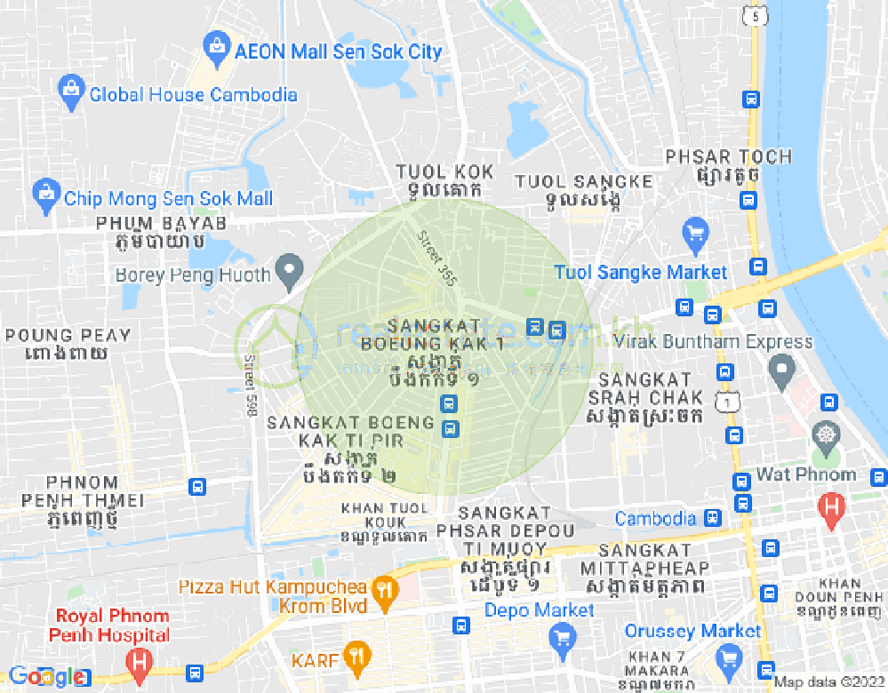 แผนที่ บึงกัก 1, ตuolโกก, พนมเปญ