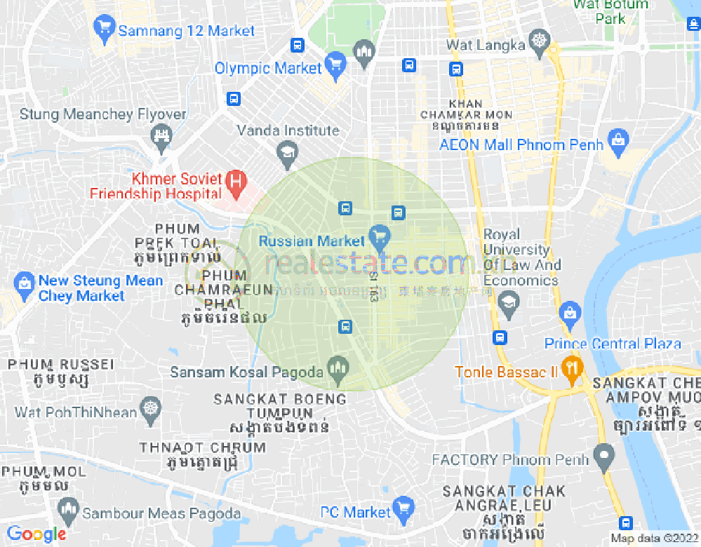 トゥールトンポン1, チャムカモン, プノンペンの地図