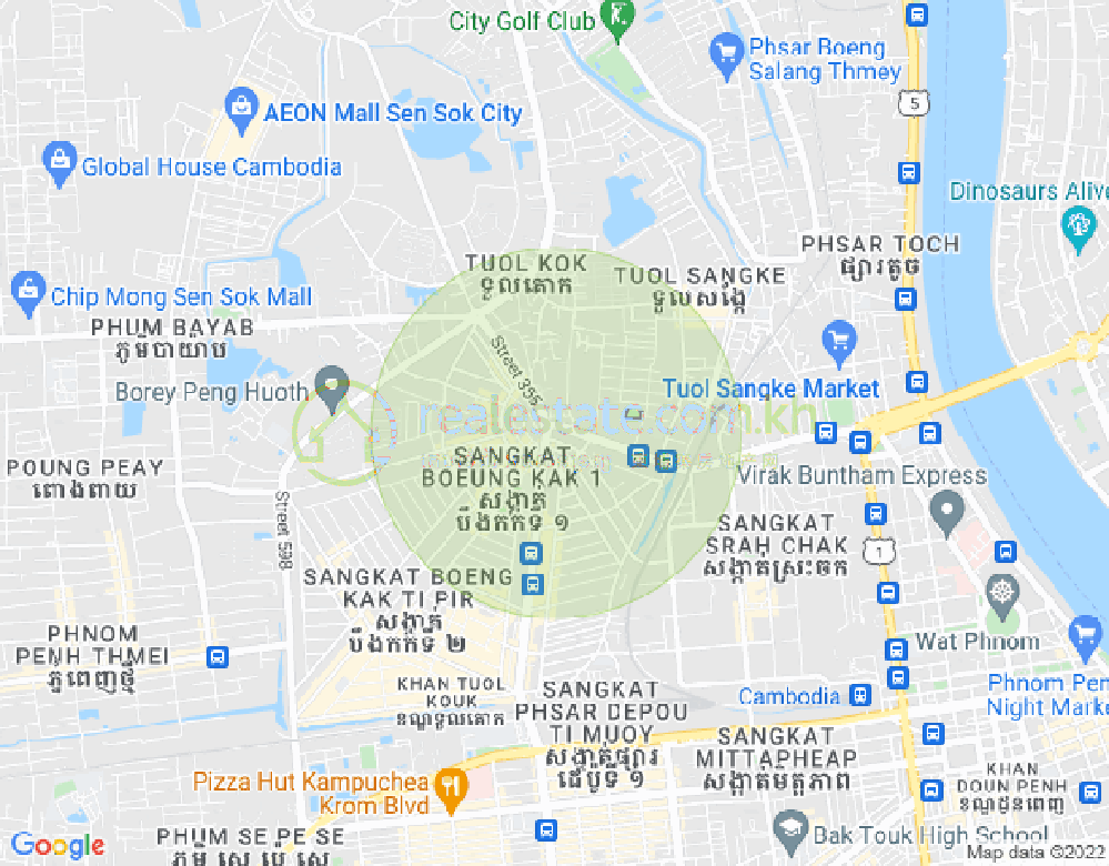 Mapa: Boeung Kak 1, Toul Kork, Phnom Penh