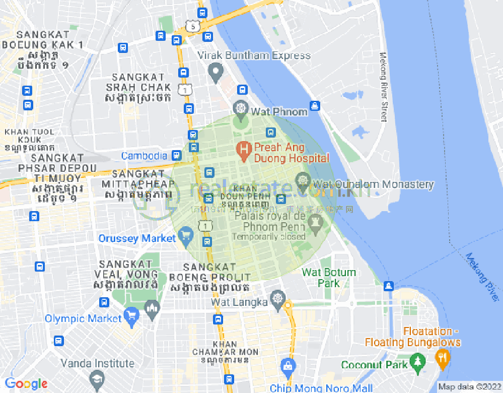 Map of Daun Penh, Phnom Penh