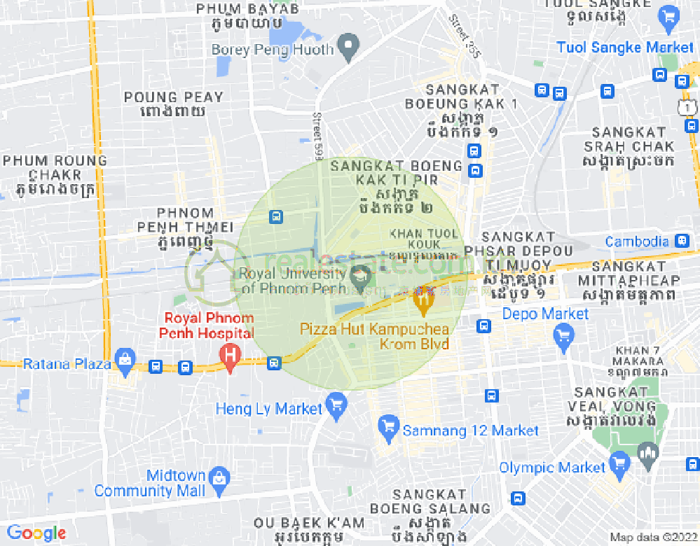 Mapa: Boeung Kak 2, Toul Kork, Phnom Penh
