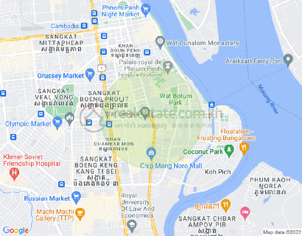 万景岗3分区（BKK3), 波哥堪, 金边地图