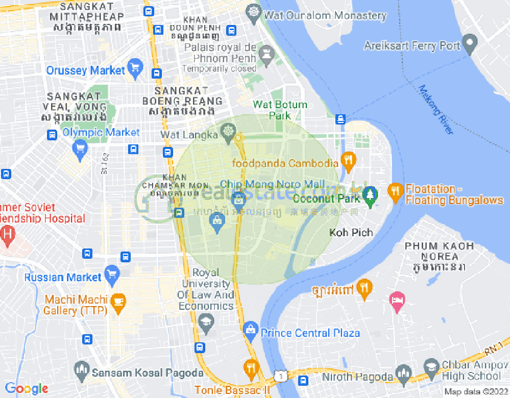 Carte de Toul Tum Poung 1, Chamkarmon, Phnom Penh