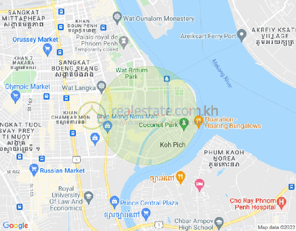 トンレバサック, チャムカモン, プノンペンの地図