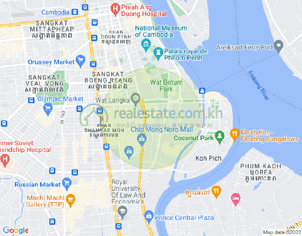 Carte de Tonle Bassac, Chamkarmon, Phnom Penh