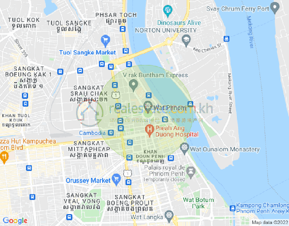 แผนที่ วัดพนม, ดวนป็ญ, พนมเปญ