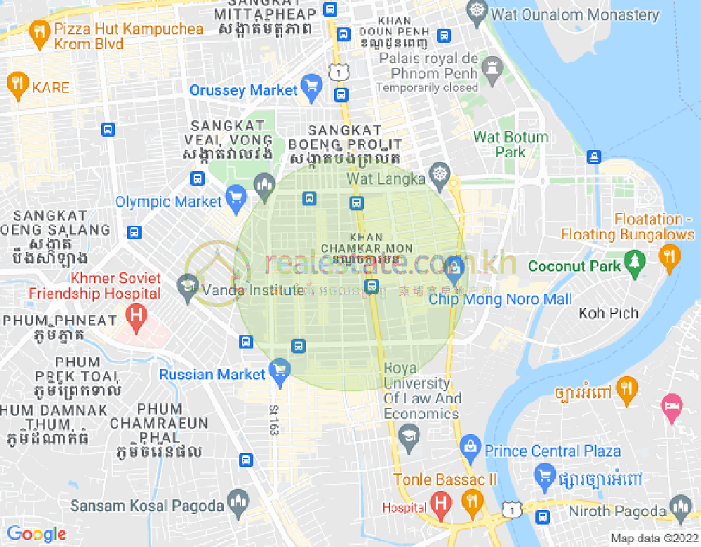 万景岗2分区（BKK2), 波哥堪, 金边地图