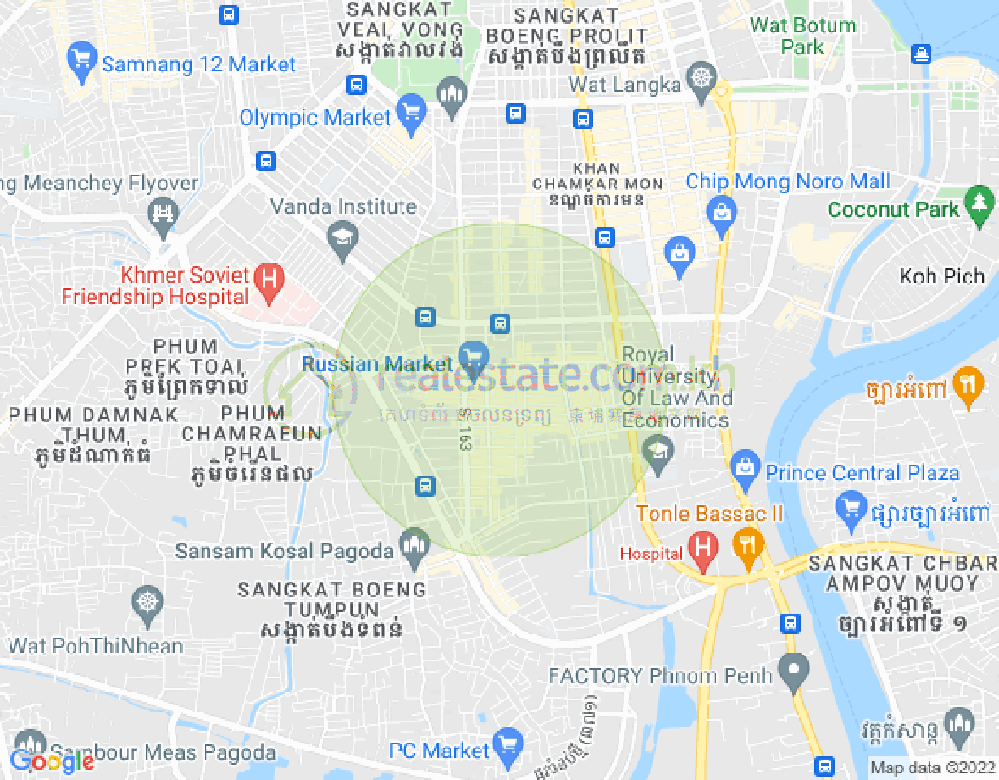 トゥールトンポン1, チャムカモン, プノンペンの地図
