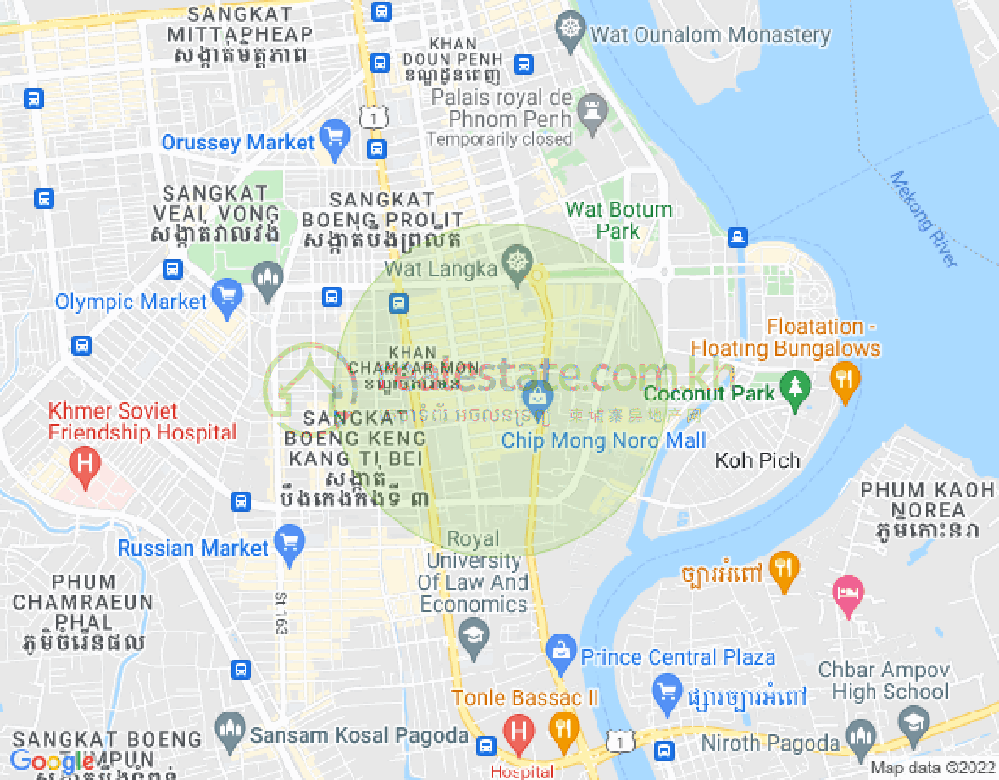 Mapa: BKK 1, Boeng Keng Kang, Phnom Penh