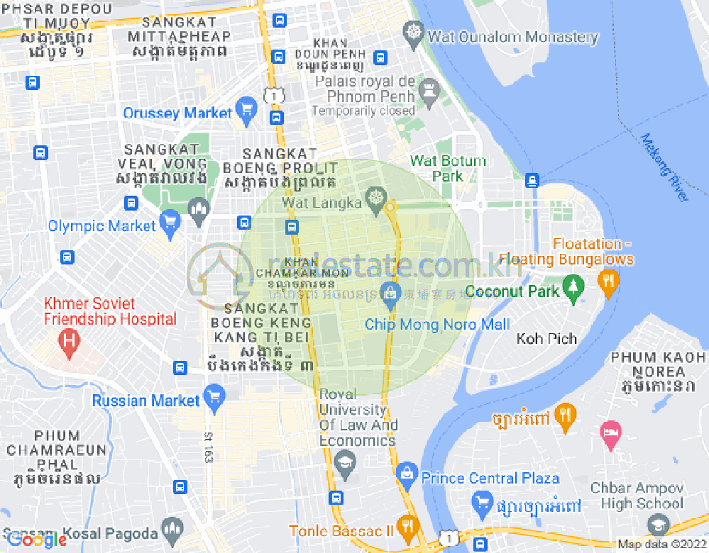 万景岗1分区（BKK1), 波哥堪, 金边地图