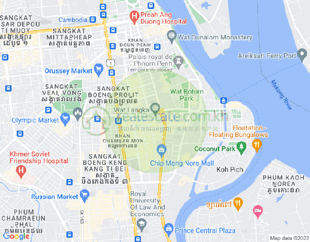 万景岗1分区（BKK1), 波哥堪, 金边地图
