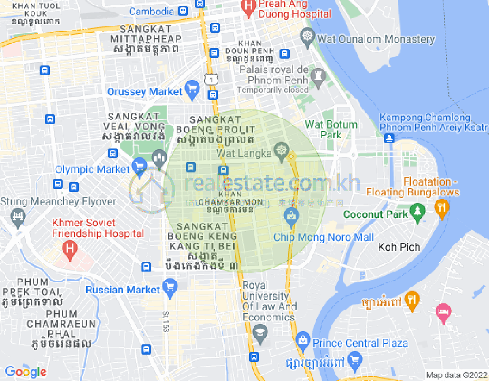 万景岗1分区（BKK1), 波哥堪, 金边地图