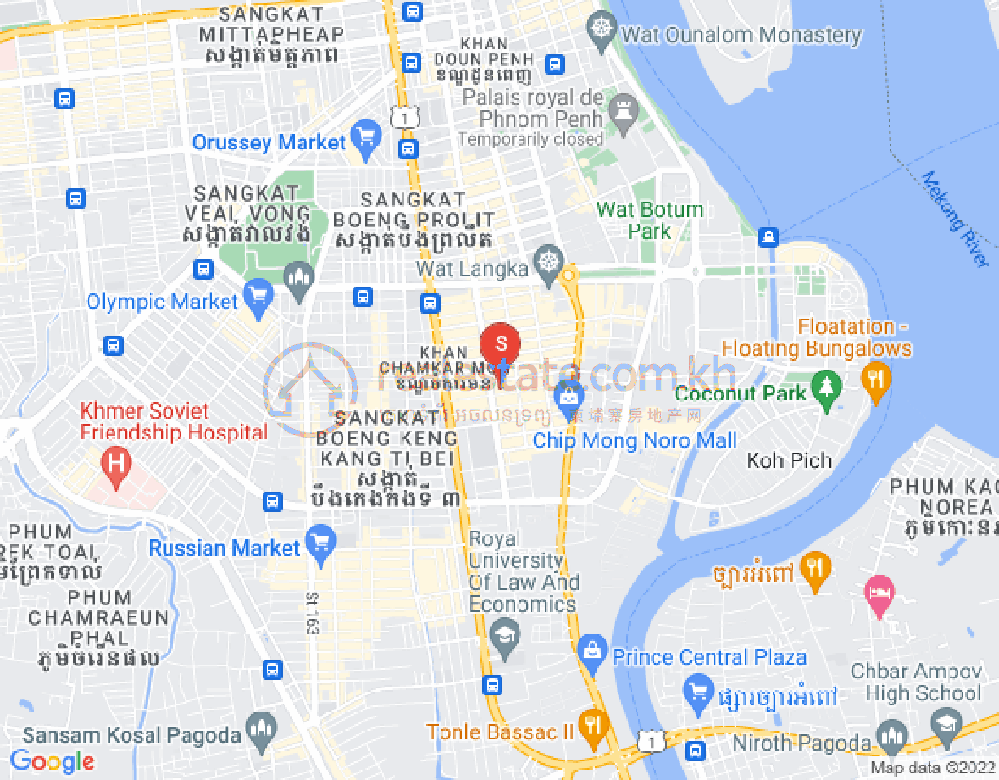 Map of Tonle Bassac, Chamkarmon, Phnom Penh