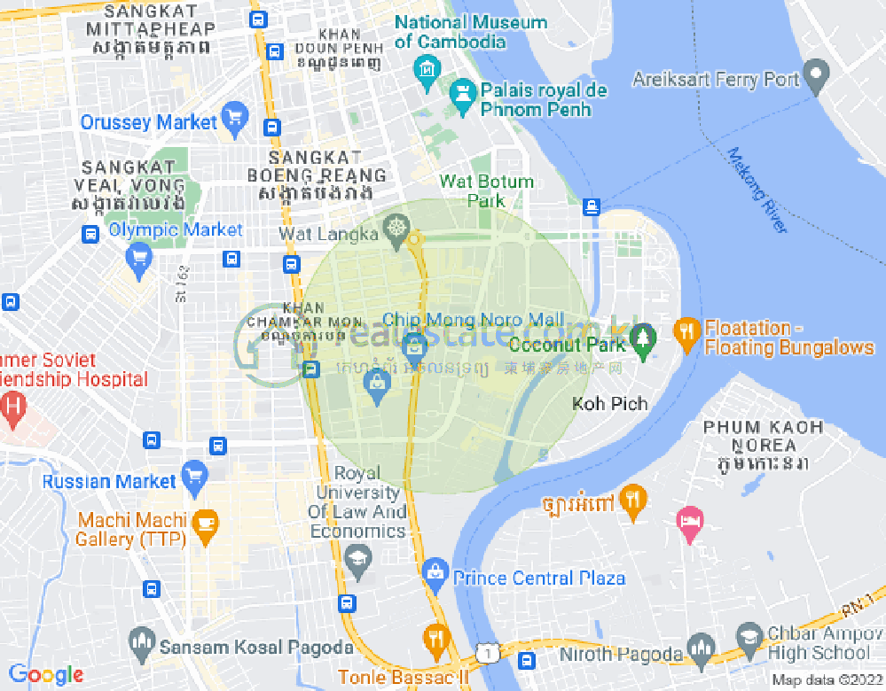 万景岗2分区（BKK2), 波哥堪, 金边地图