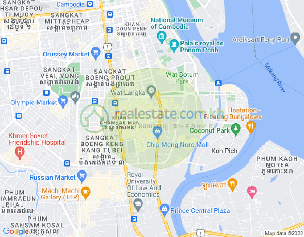 万景岗1分区（BKK1), 波哥堪, 金边地图