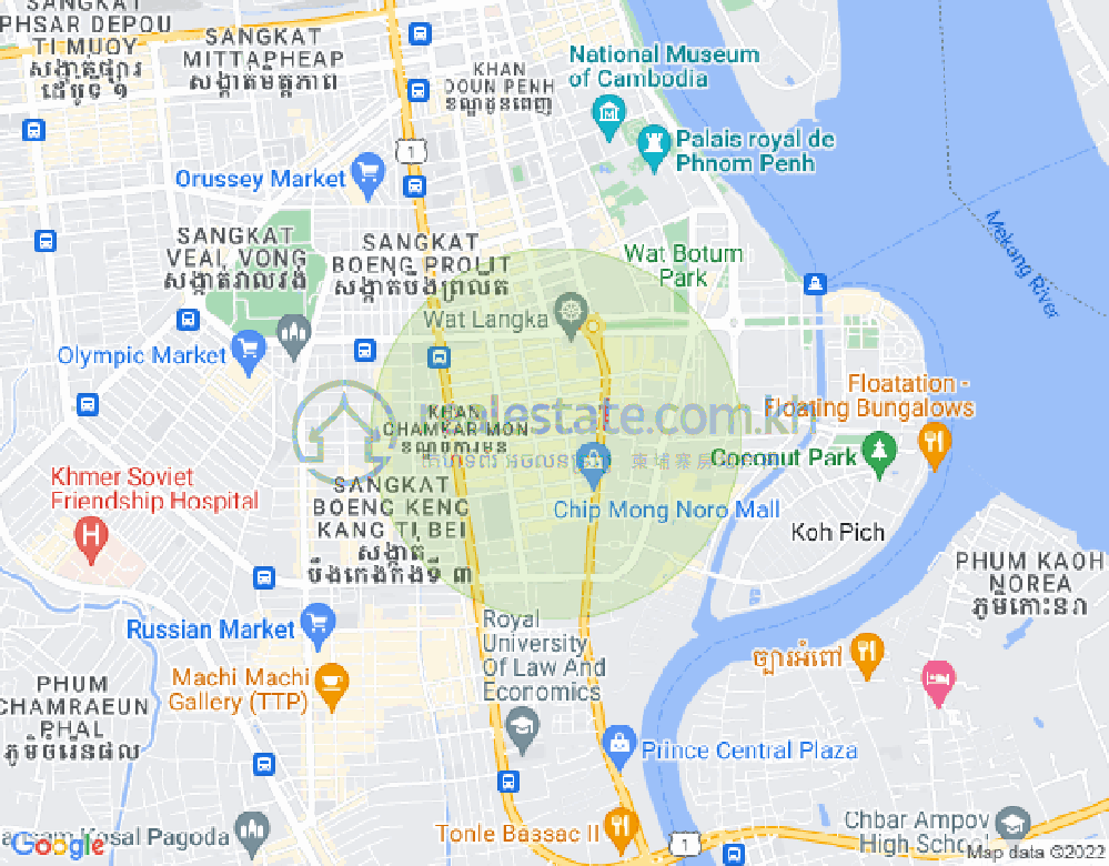 万景岗1分区（BKK1), 波哥堪, 金边地图