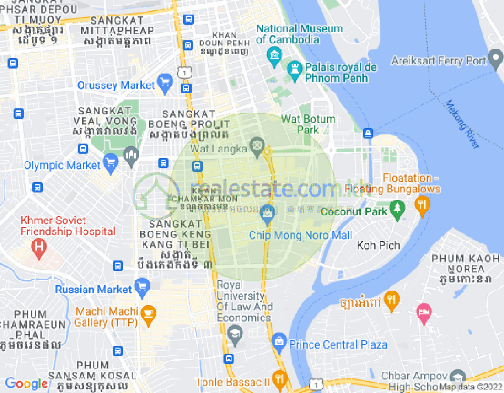 Mapa: BKK 1, Boeng Keng Kang, Phnom Penh