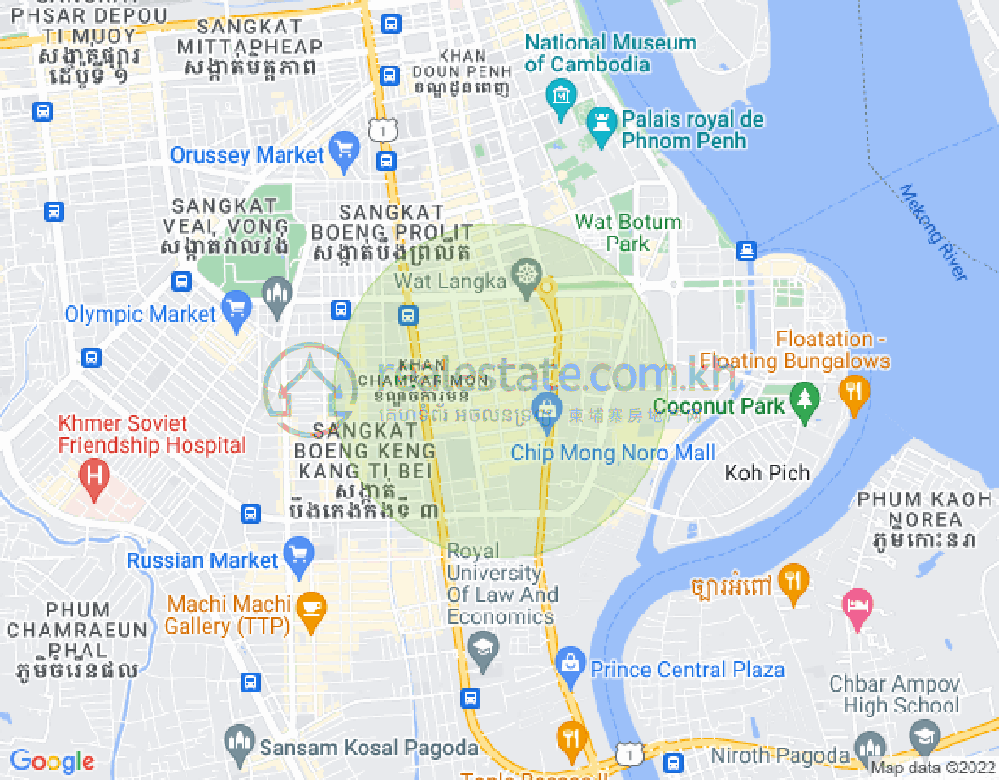 BKK 1, ボンケンコン, プノンペンの地図
