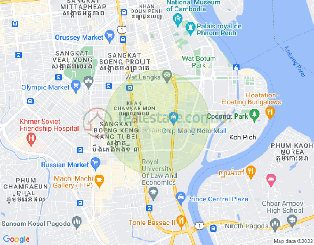 BKK 1, ボンケンコン, プノンペンの地図