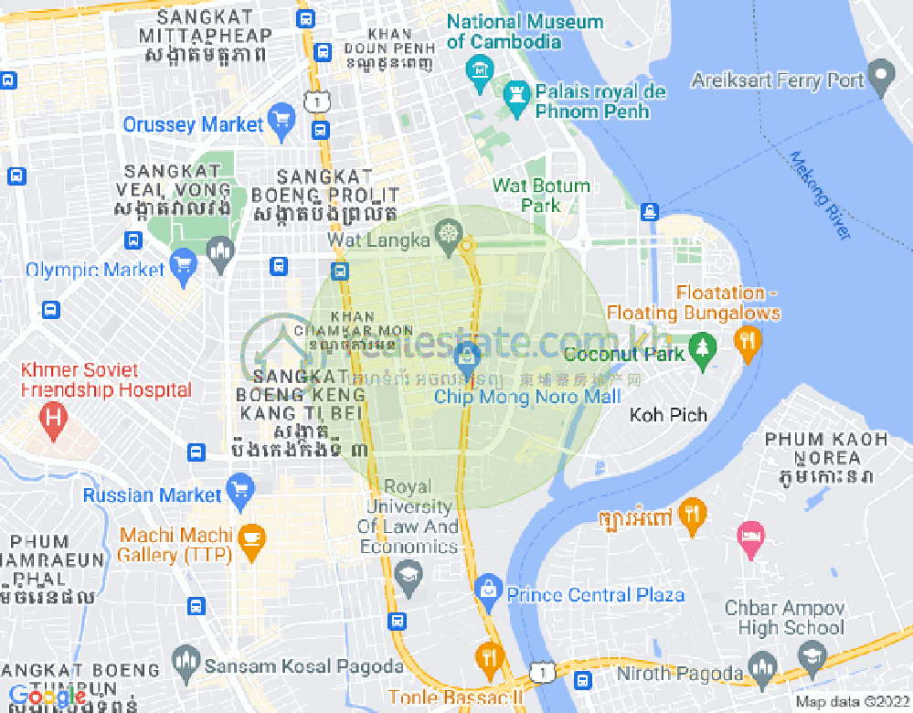 Map of BKK 1, Boeng Keng Kang, Phnom Penh