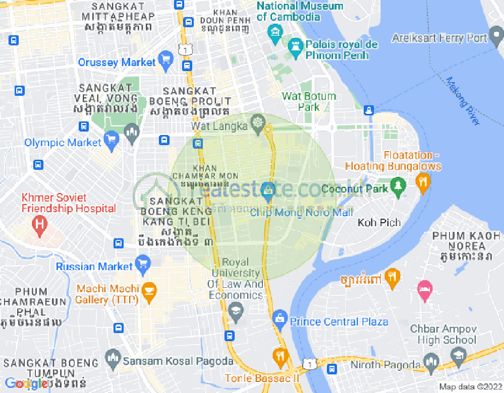 万景岗1分区（BKK1), 波哥堪, 金边地图