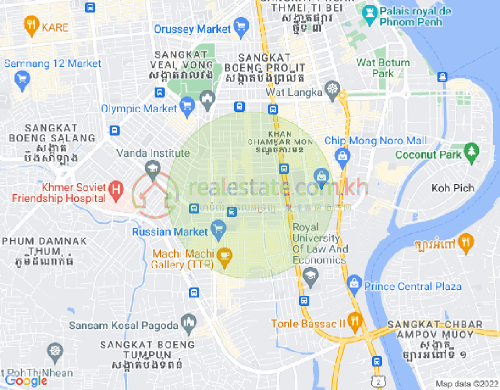 万景岗3分区（BKK3), 波哥堪, 金边地图