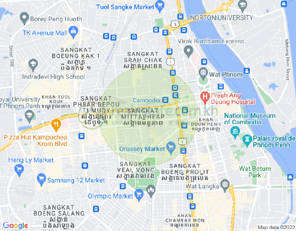 Map of Srah Chak, Daun Penh, Phnom Penh