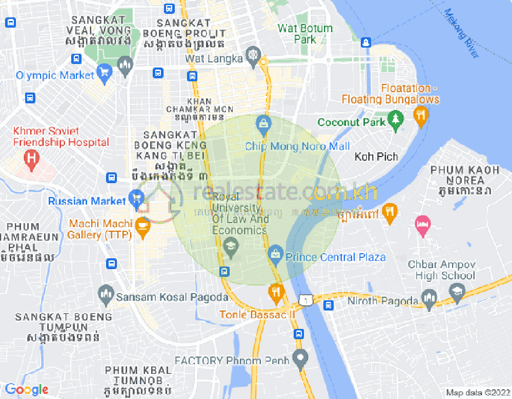 トンレバサック, チャムカモン, プノンペンの地図