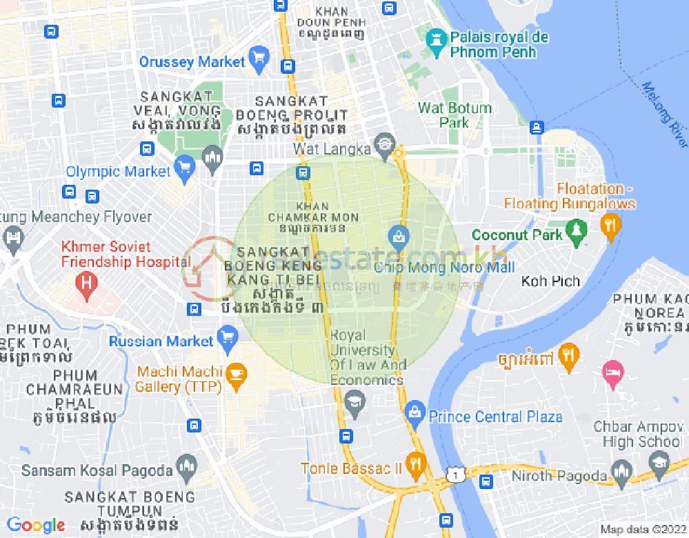 Mapa: BKK 1, Boeng Keng Kang, Phnom Penh