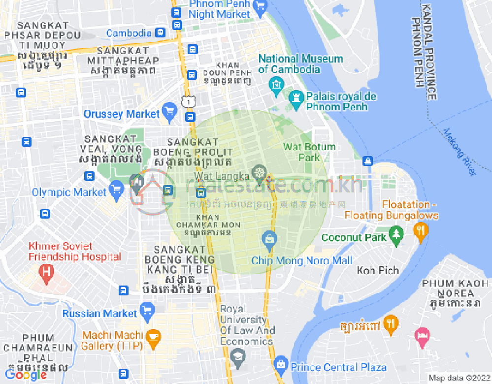 Map of BKK 1, Boeng Keng Kang, Phnom Penh