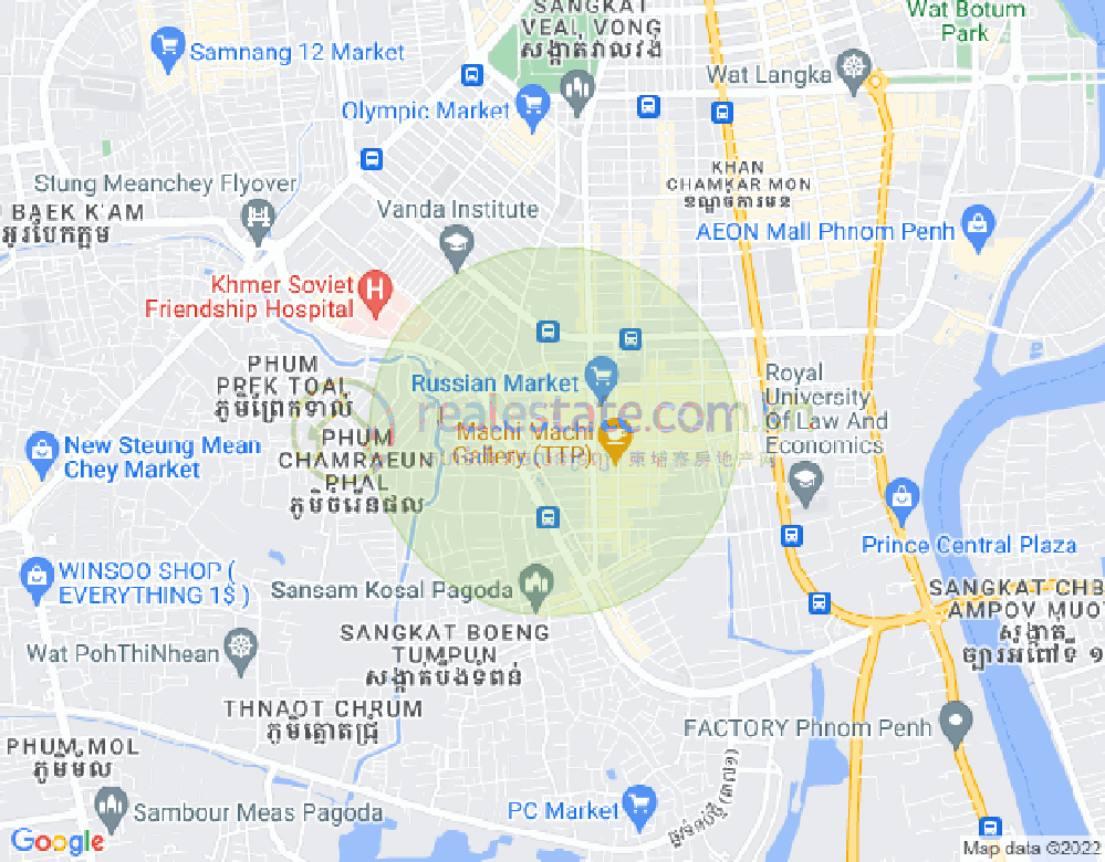 トゥールトンポン1, チャムカモン, プノンペンの地図