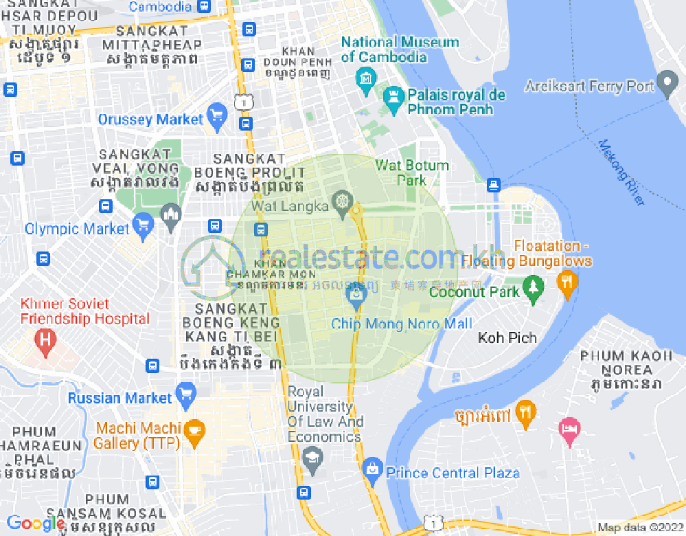 Carte de BKK 1, Boeng Keng Kang, Phnom Penh