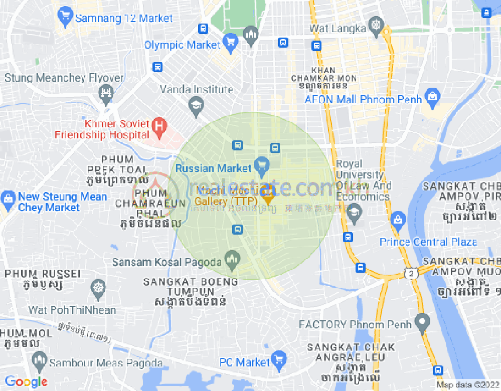トゥールトンポン1, チャムカモン, プノンペンの地図