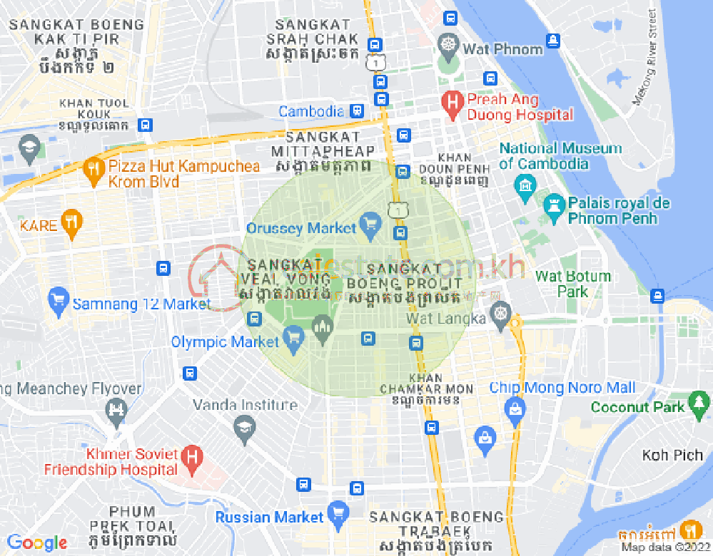 Boeung Prolit구역, 마카라구, 프놈펜 지도