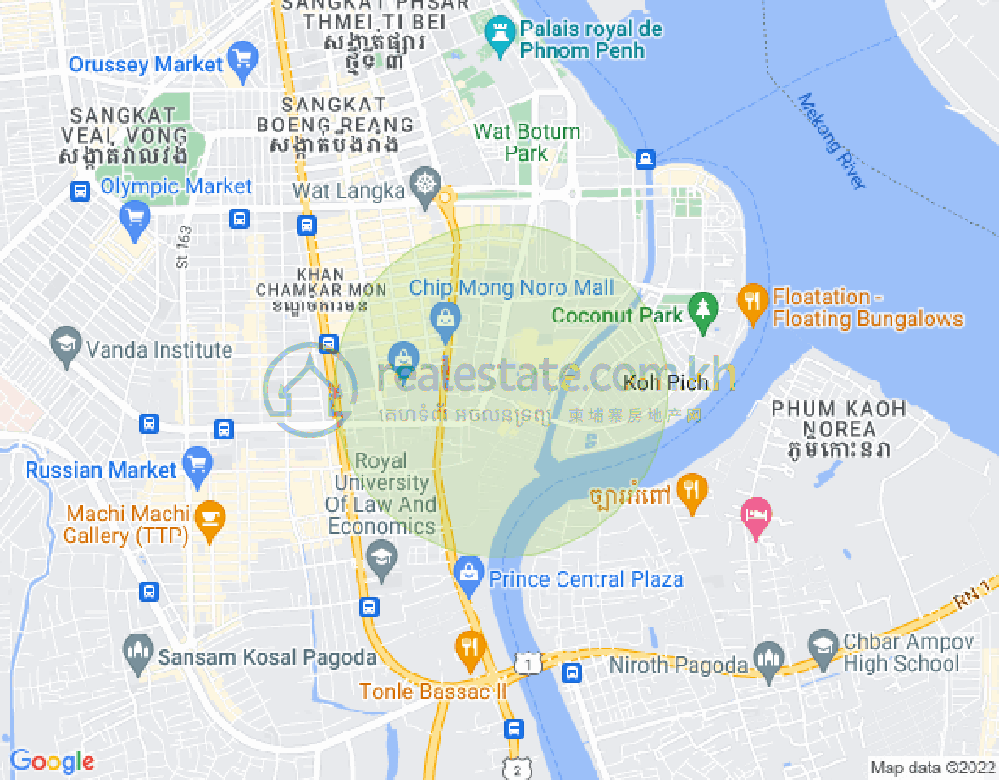 Карта Тонле Бассак, Чамкармон, Пномпень