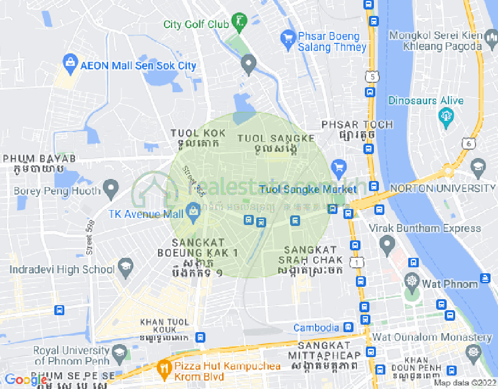 แผนที่ บึงกัก 1, ตวลโคก, พนมเปญ