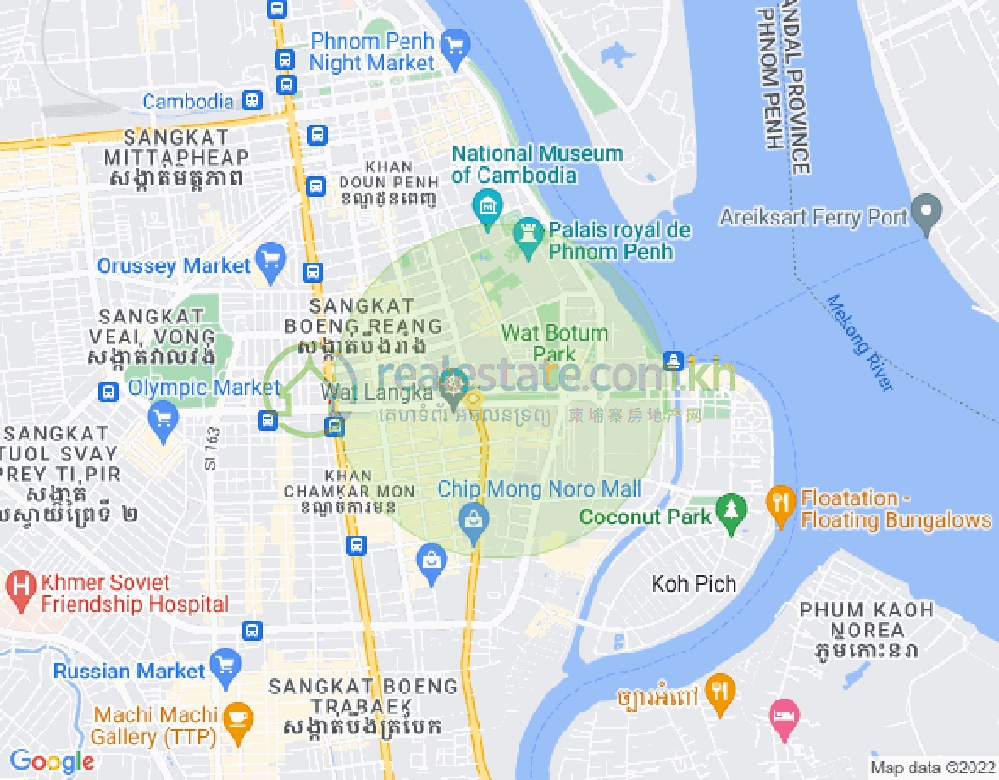 四臂湾分区, 隆边区, 金边地图