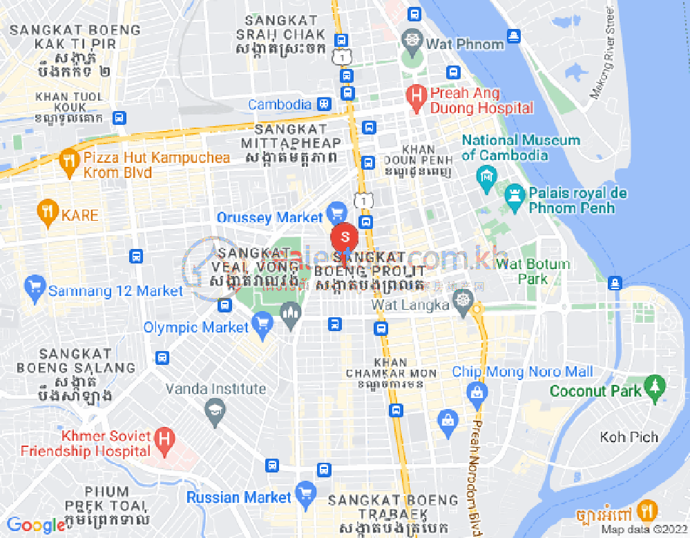 Boeung Prolit구역, 마카라구, 프놈펜 지도
