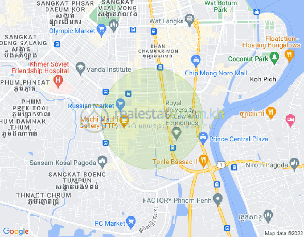 ボエントラベク, チャムカモン, プノンペンの地図