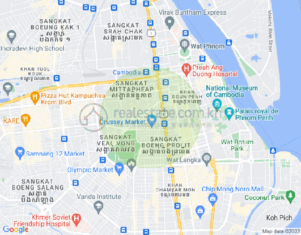 Mapa: Ou Ruessei 1, 7 Makara, Phnom Penh