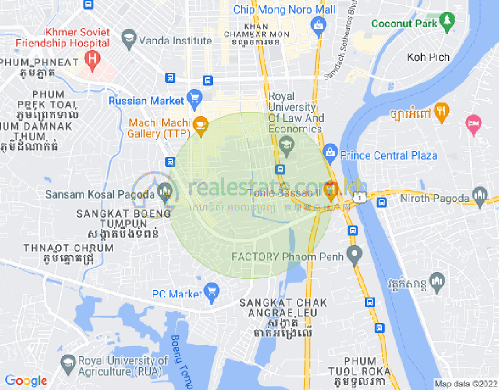 Mapa: Phsar Daeum Thkov, Chamkarmon, Phnom Penh